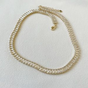 18K Gold Filled Baguette Cut Tennis Necklace